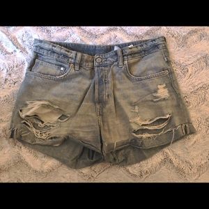 Ripped jean shorts